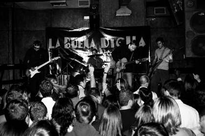 JDVS performing live with Bassmen in 2004 during his period as composer, guitarist and keyboard player.